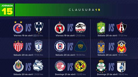 Todos los partidos de la Jornada 15 del Clausura 2019 de ...