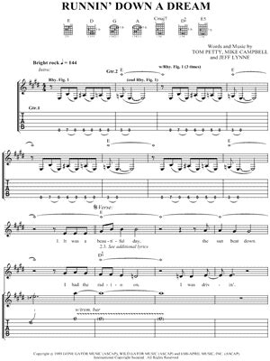 Tom Petty  Runnin  Down a Dream  Guitar Tab   Download & Print