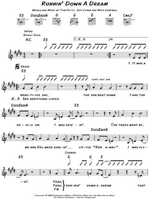 Tom Petty  Runnin  Down a Dream  Sheet Music   Download ...