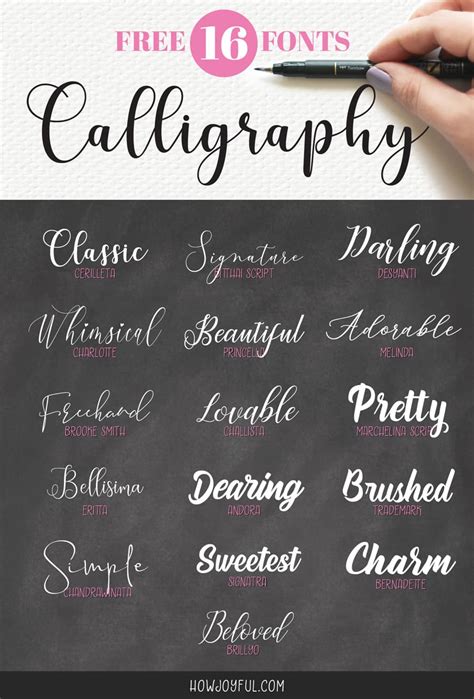 Top 16 free calligraphy fonts  & hand lettering