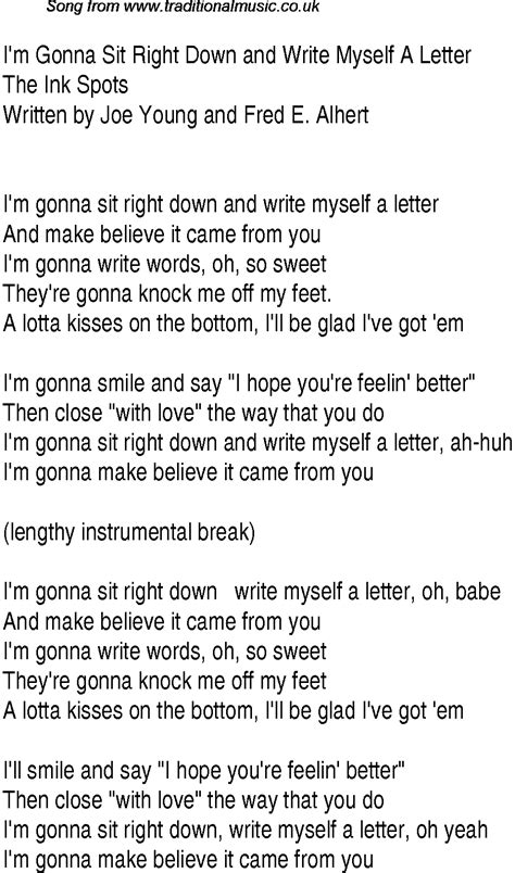 Top songs, 1936 music charts: lyrics for Im Gonna Sit ...