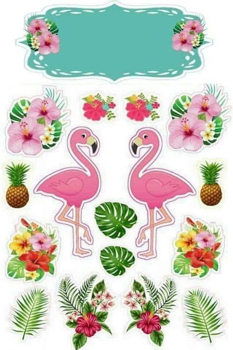 Topo de Bolo de Papel dos Flamingos para imprimir   Mimo Kids ...