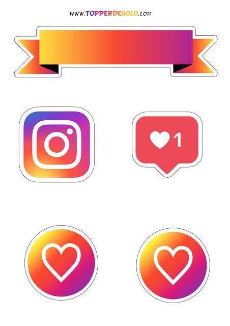 Topo de Bolo Instagram para imprimir | Bolo com plaquinhas ...