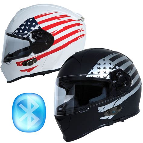 TORC T14B FLAG BLUETOOTH BUILT IN FULL FACE MOTORCYCLE ...