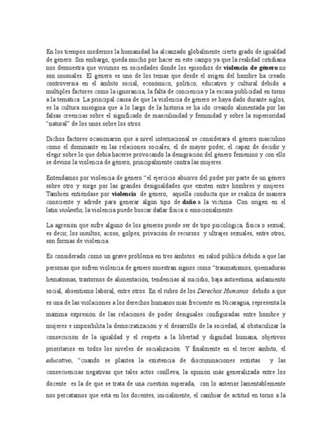 Trabajo de Ensayo Violencia de Genero | PDF | La violencia contra las ...