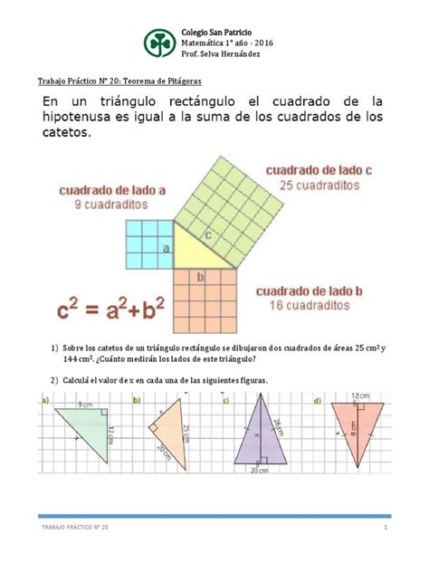 Trabajo Practico N 20 Teorema de Pitagoras