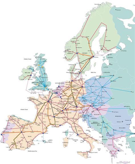 Train Map for Europe Rail.   traveled in 1989 with my ill ...