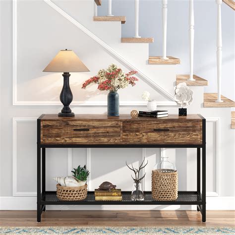 Tribesigns Console Table with 2 Drawers and Storage Shelf ...