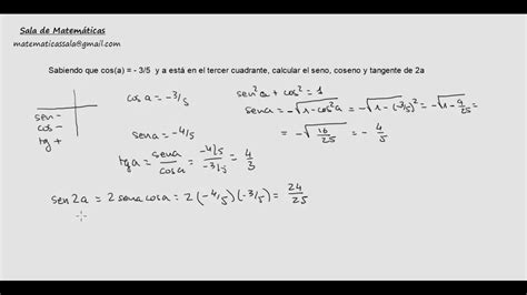 Trigonometría. Ejercicio  razones ángulo doble    YouTube