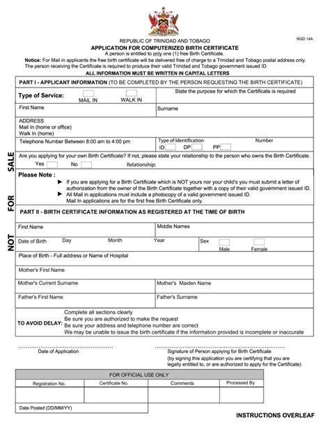 Trinidad birth certificate   Fill Out and Sign Printable ...