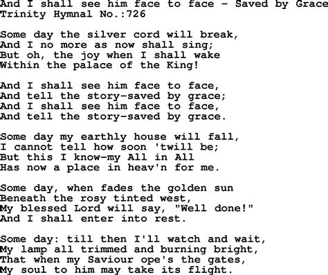 Trinity Hymnal Hymn: And I Shall See Him Face To Face ...