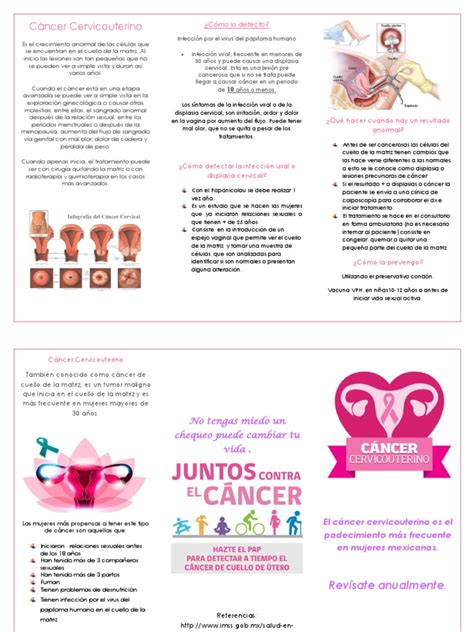 Triptico Cáncer Cervicouterino | Cáncer de cuello uterino | Cáncer