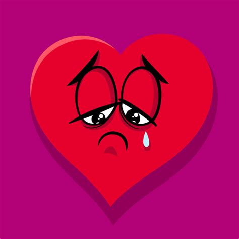 Triste ilustración de dibujos animados de corazón roto ...