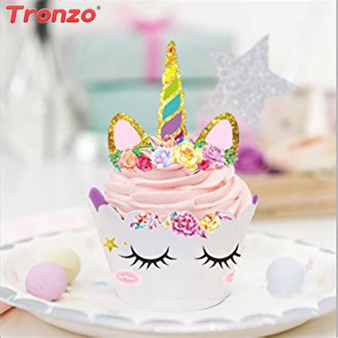 Tronzo Unicorn Party Cake Topper Wrappers Unicorn Birthday ...