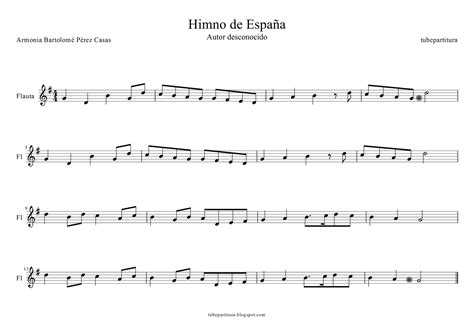 tubescore: Sheet music for flute anthem of Spain. Spanish ...