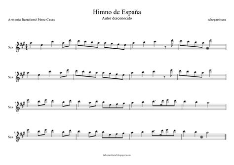 tubescore: Sheet music for Sax anthem of Spain. Spanish ...