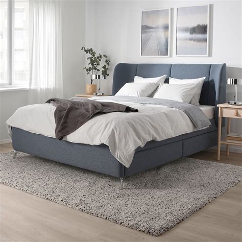 TUFJORD Upholstered storage bed   Gunnared blue   IKEA