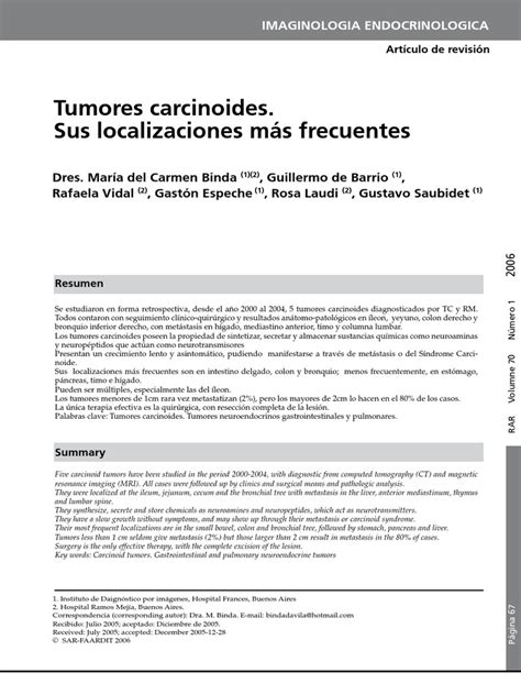 Tumores carcinoides. Sus localizaciones más frecuentes ...