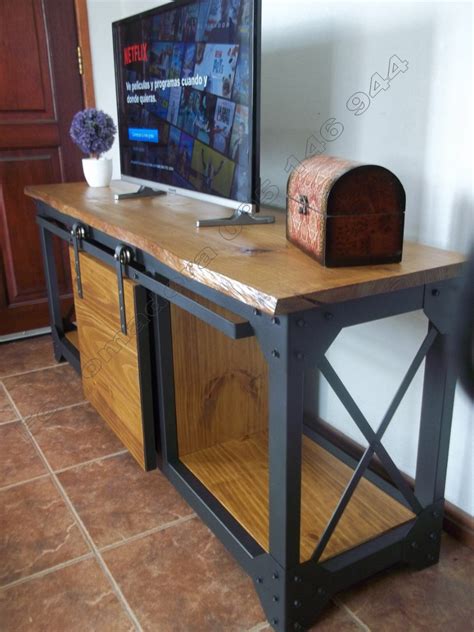 Tv Hierro Madera Estilo Industrial Rack Living Ferromadera ...