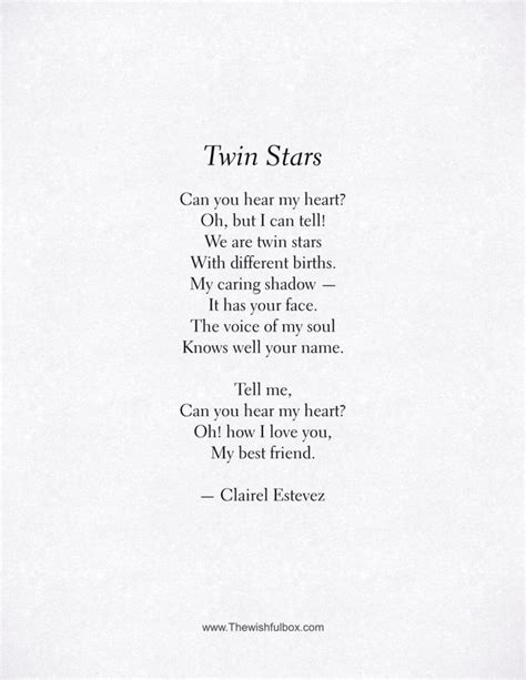 Twin Stars. Beautiful friendship poem, words and poetry ...