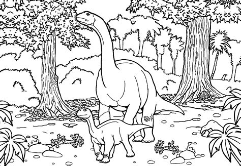 Two Diplodocus   Dinosaurs Adult Coloring Pages