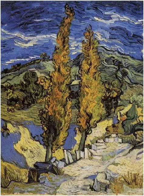 Two Poplars on a Road Through the Hills by Vincent Van ...