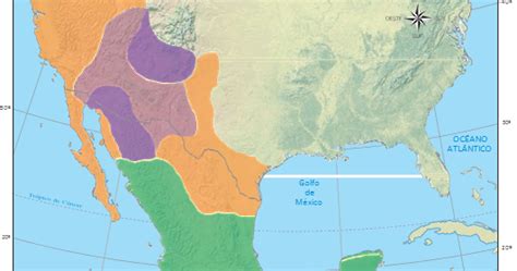 Ubicación espacial de Aridoamérica, Oasisamérica y Mesoamérica
