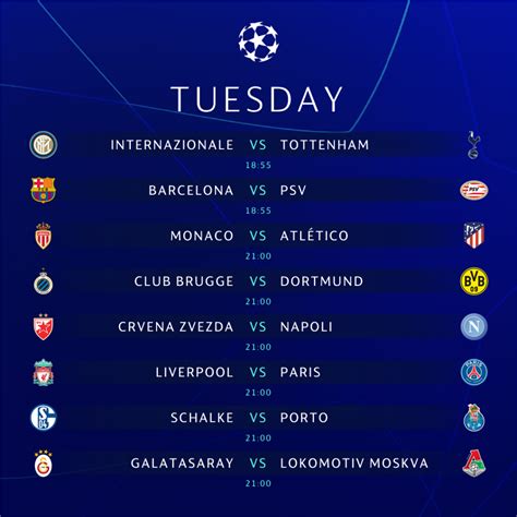 UEFA Champions League | Partidos y horarios de la Jornada 1