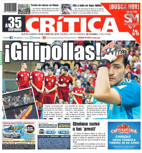 Un diario de Panamá insulta a la Selección española ...