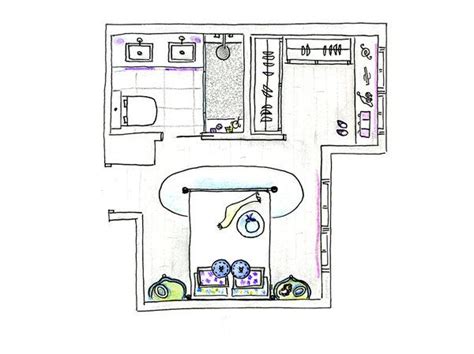 Un dormitorio tipo suite con baño y vestidor | Planos de dormitorio ...