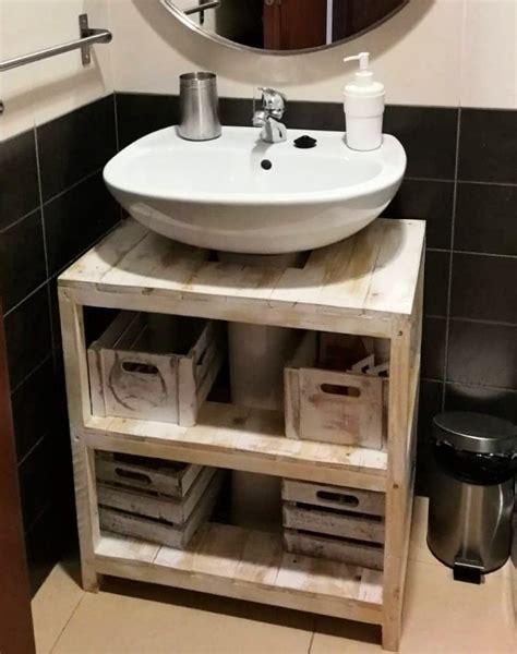 Un mueble con palets rústico para el lavabo – I Love Palets