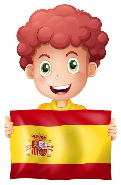 Un niño con bandera española | Descargar Vectores Premium