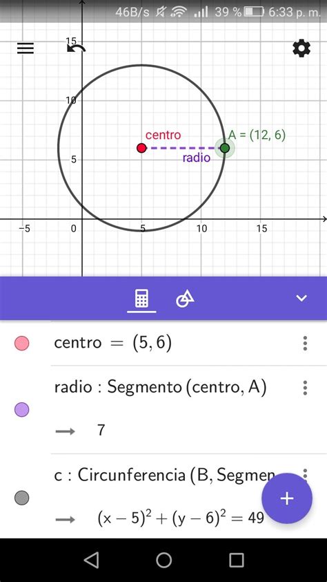 Una circunferencia corta al eje x en dos puntos, tiene de radio 7 ...