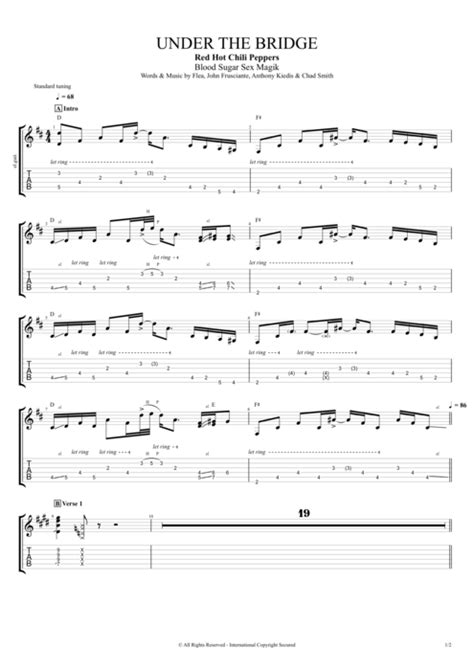 Under the Bridge by Red Hot Chili Peppers   Full Score ...