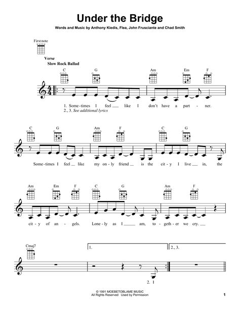 Under The Bridge sheet music by Red Hot Chili Peppers ...