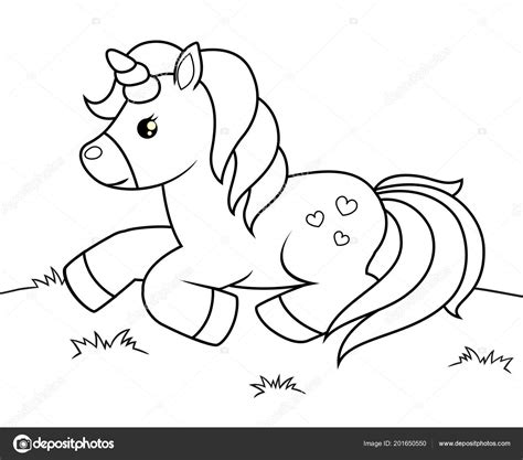 Unicornio Dibujos Animados Lindo Ilustración Vector Blanco ...