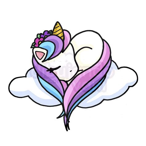 Unicornio dormido para colorear en estilo kawaii ...