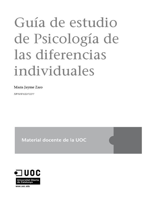 Uoc Psicologia Dif Individuales | Psychology & Cognitive Science | Science