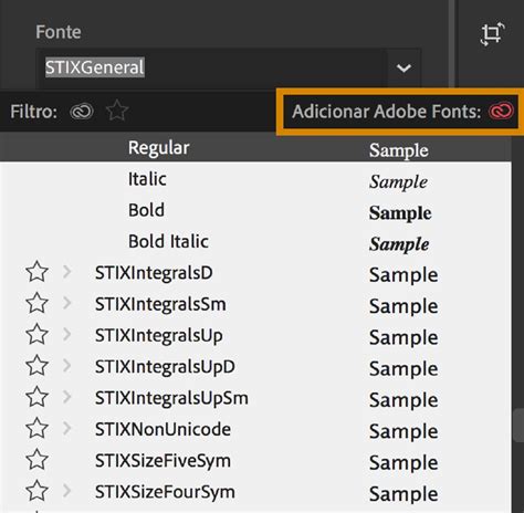 Usar fontes do Adobe Fonts