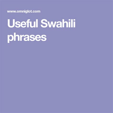 Useful Swahili phrases | Catalanes, Barcelona