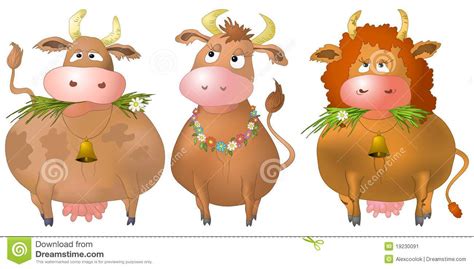 Vacas, conjunto ilustración del vector. Ilustración de ...