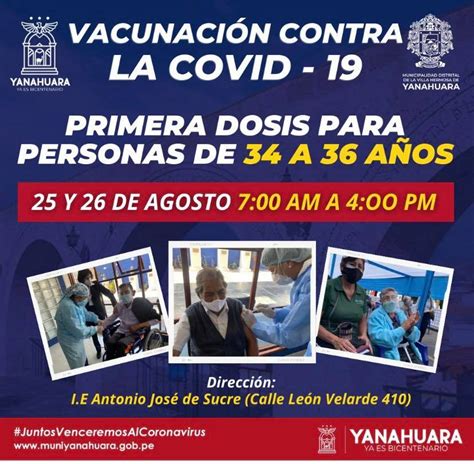 Vacuna contra el COVID19 personas de 34 a 36 años!! – MUNICIPALIDAD ...