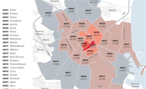 Valencia: cómo se reparte por barrios los 8.634 millones de renta ...