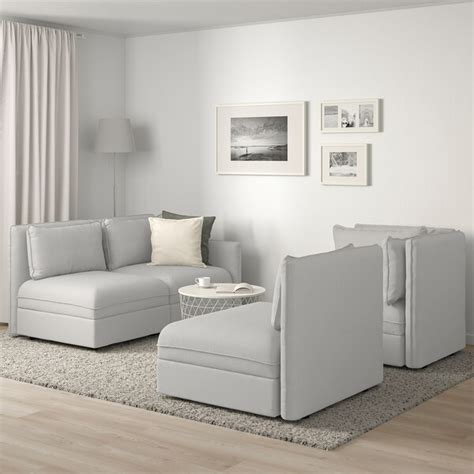 VALLENTUNA Modular corner sofa, 3 seat   with storage, Orrsta light ...