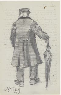 Van Gogh Orphan Man with Long Overcoat and Umbrella, Seen ...