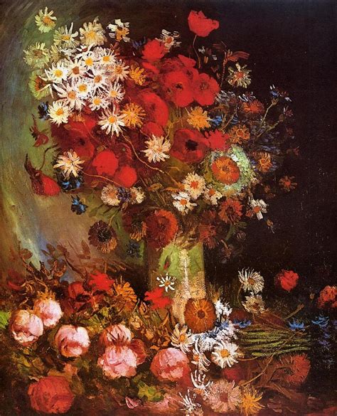 Vase with Poppies, Cornflowers, Peonies and Chrysanthemums ...