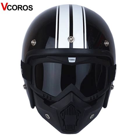 VCOROS 3/4 Open face vintage motorcycle helmet with ...