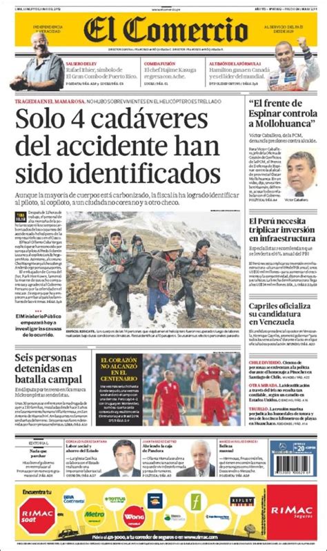 Vea las portadas de los principales diarios peruanos para hoy lunes 11 ...