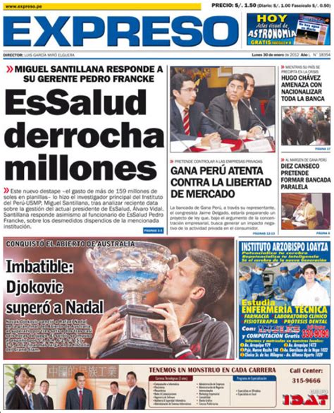 Vea las portadas de los principales diarios peruanos para hoy lunes 30 ...