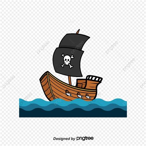 Vector Barco Pirata Dibujos Animados De Barco Pirata Mar ...